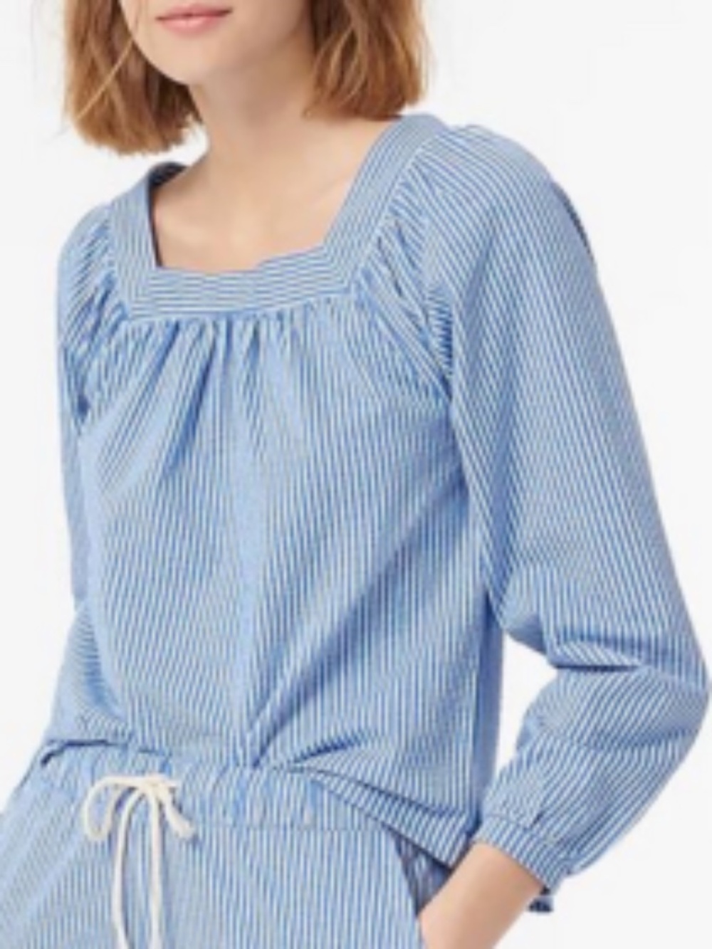 J Crew striped square neck blouse, size Large— NWOT